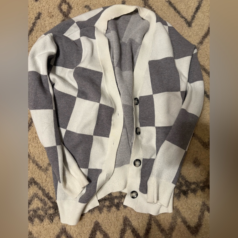 Checkered cardigan